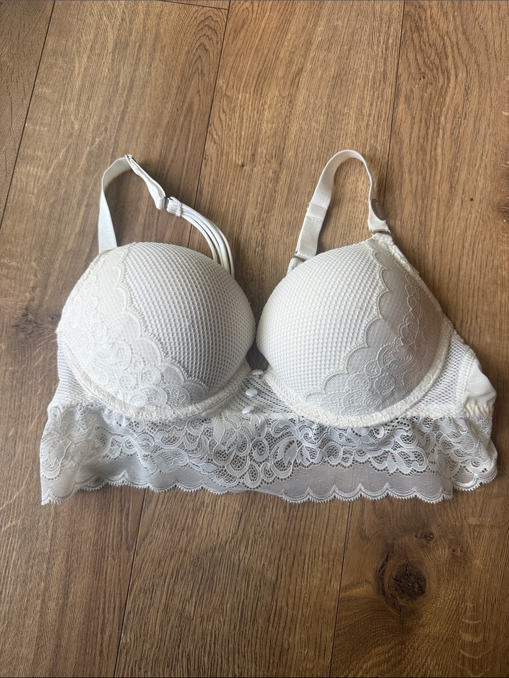Cream Lace Longline Push-Up Bra